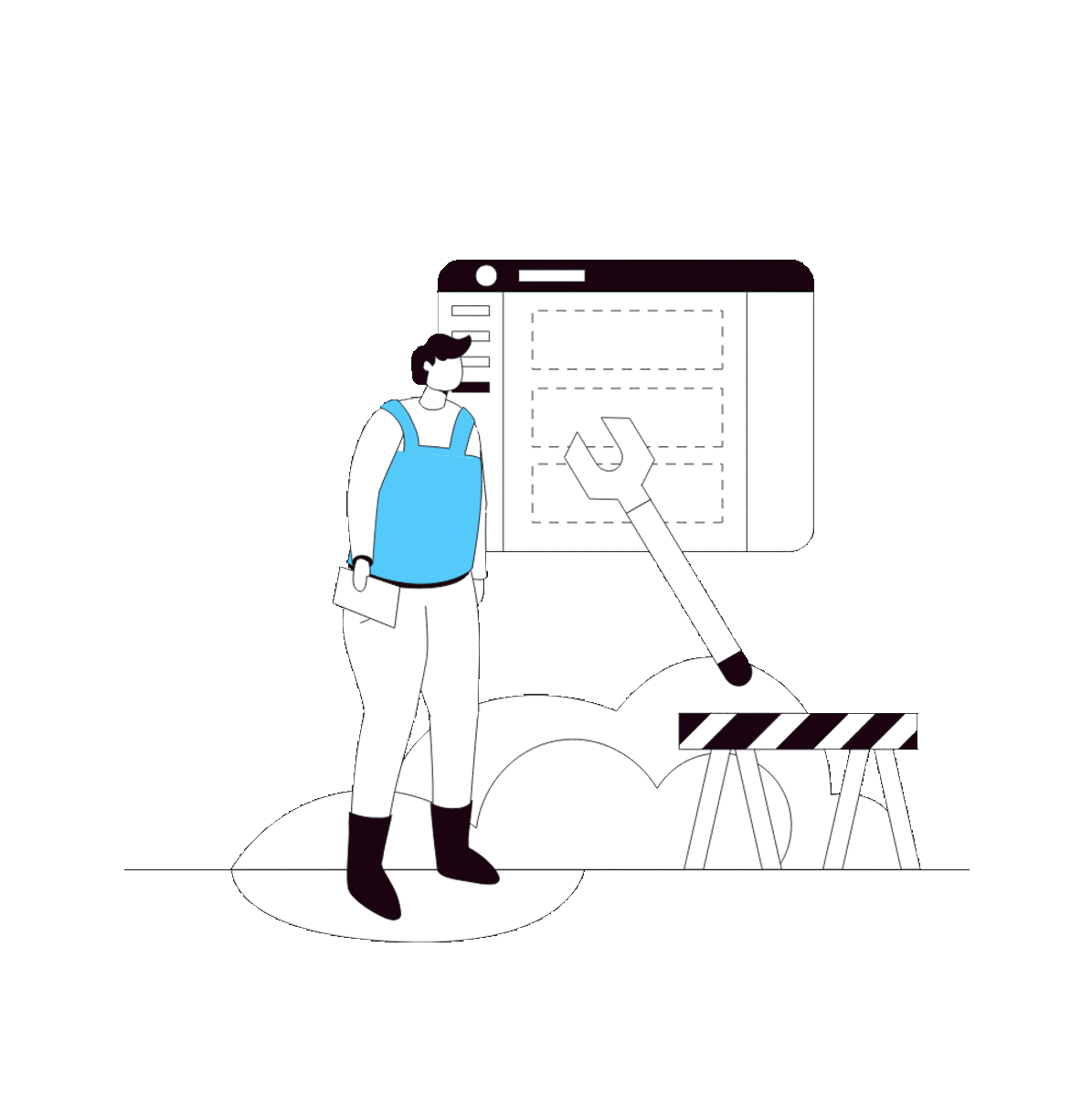 Animated illustration of website under construction